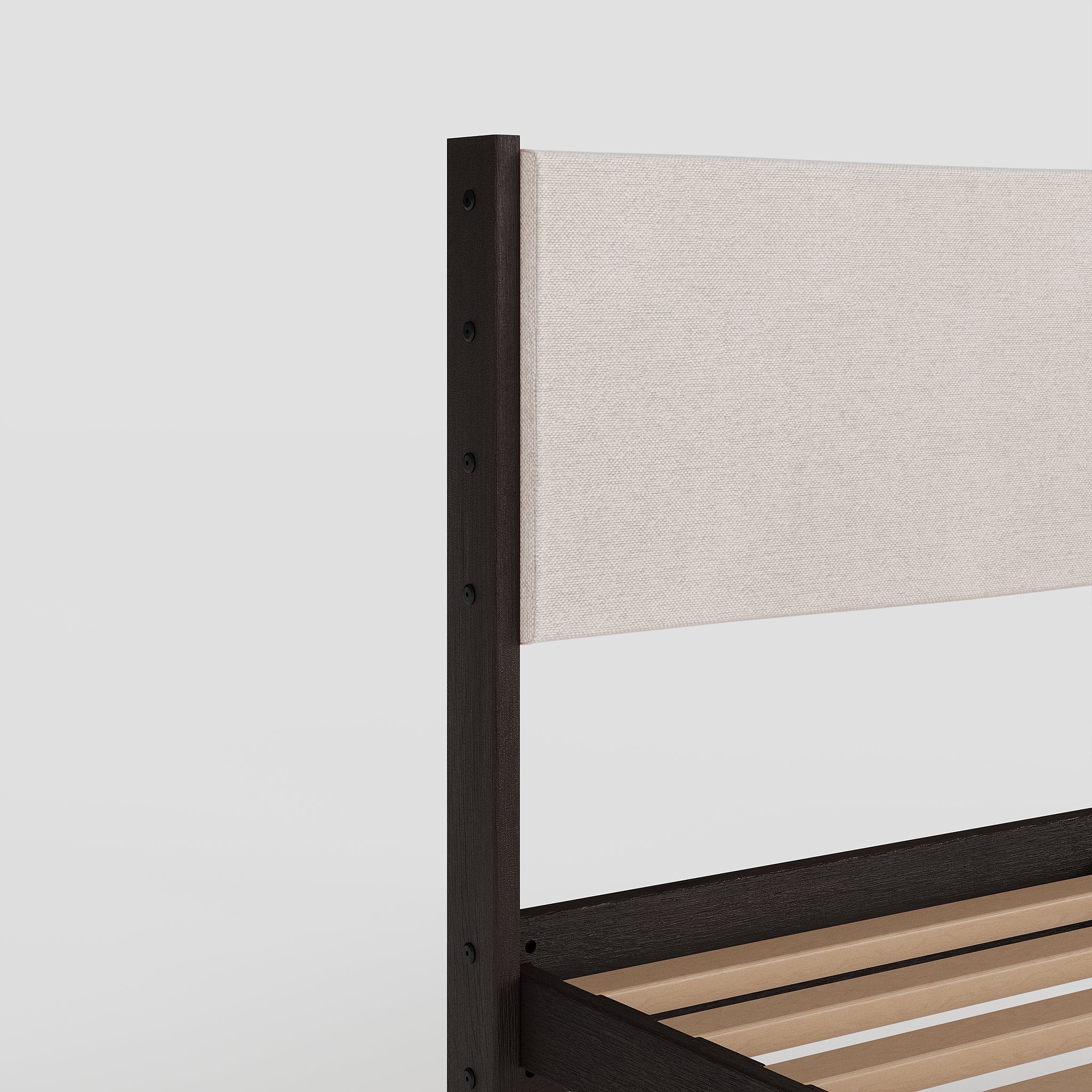 Solid Oak Bed + Headboard + Cushion