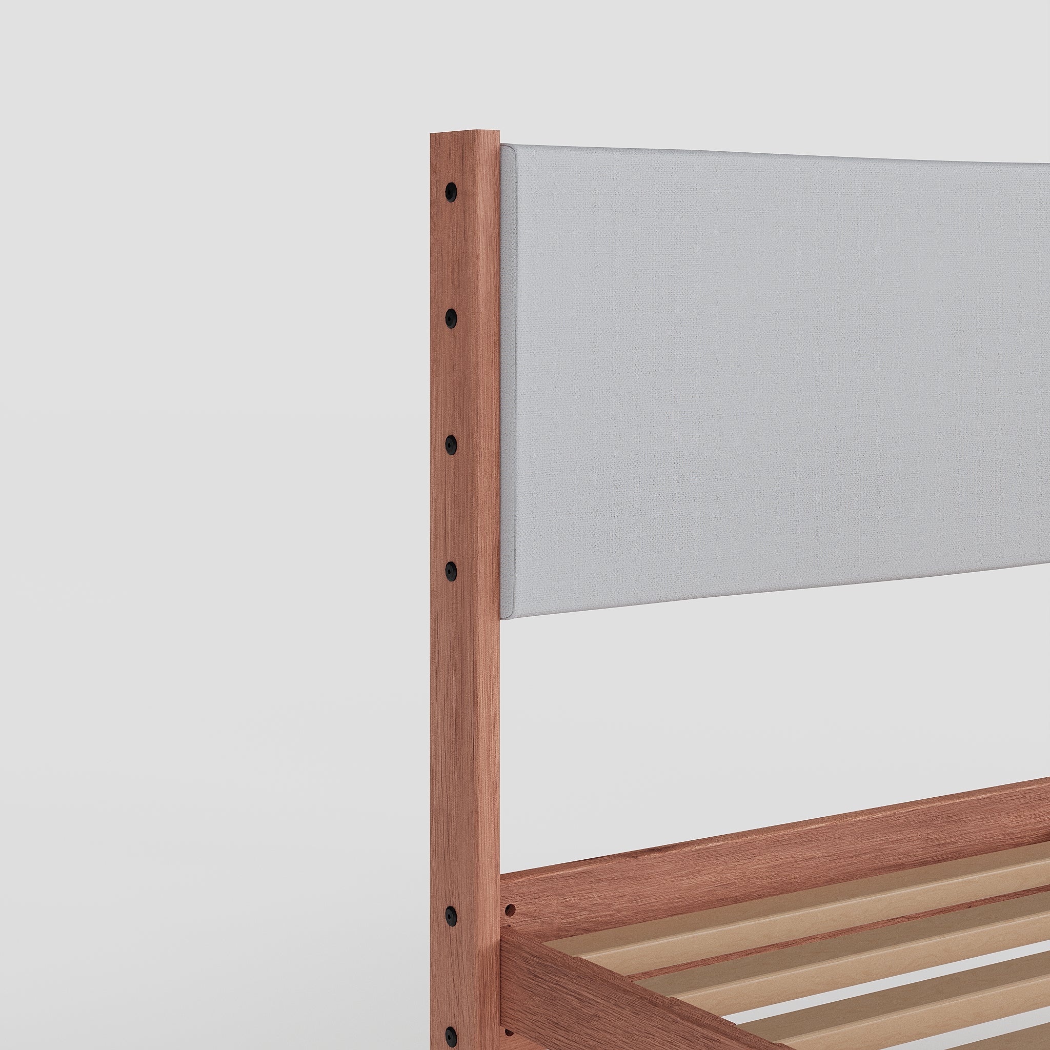 Solid Oak Bed + Headboard + Cushion