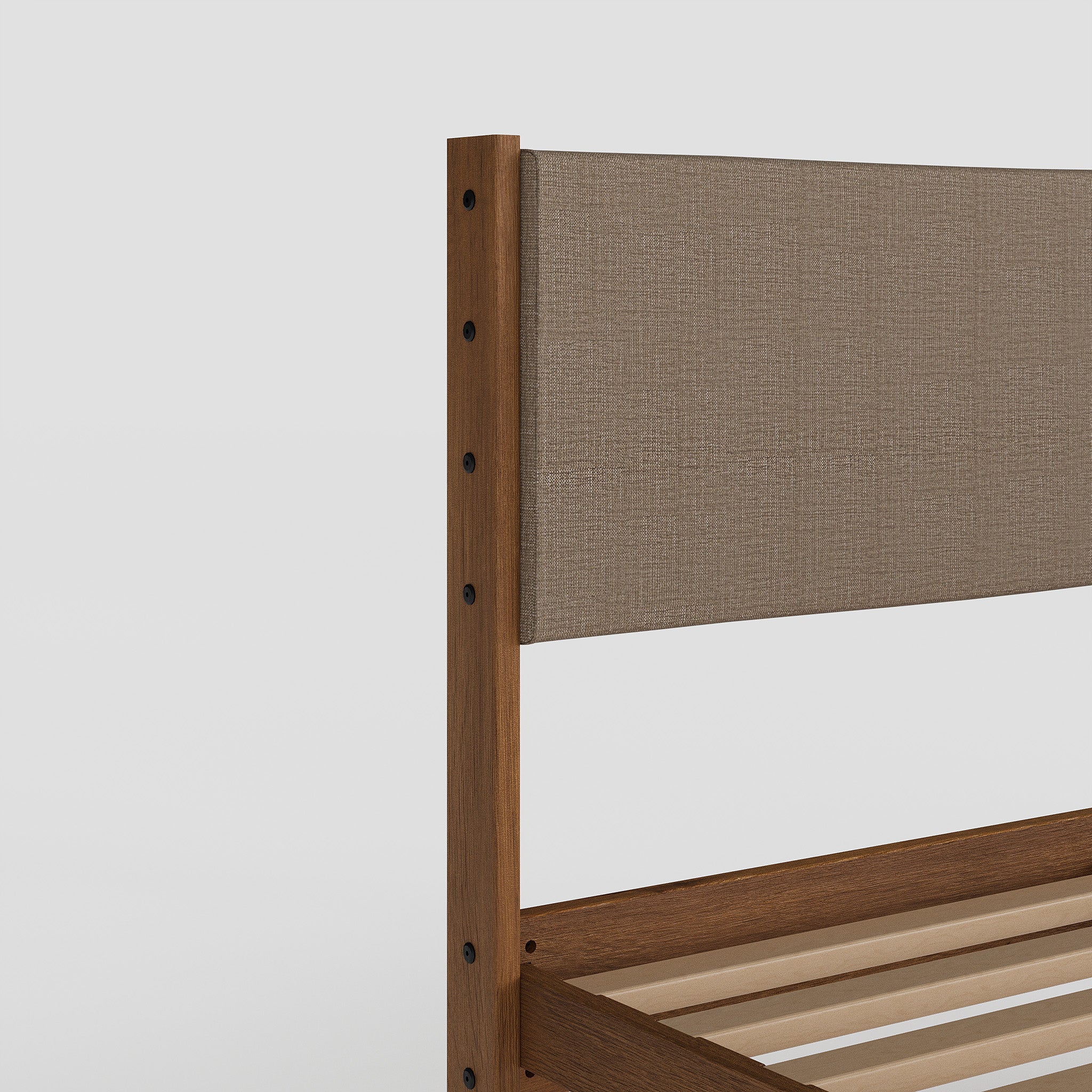 Solid Oak Bed + Headboard + Cushion