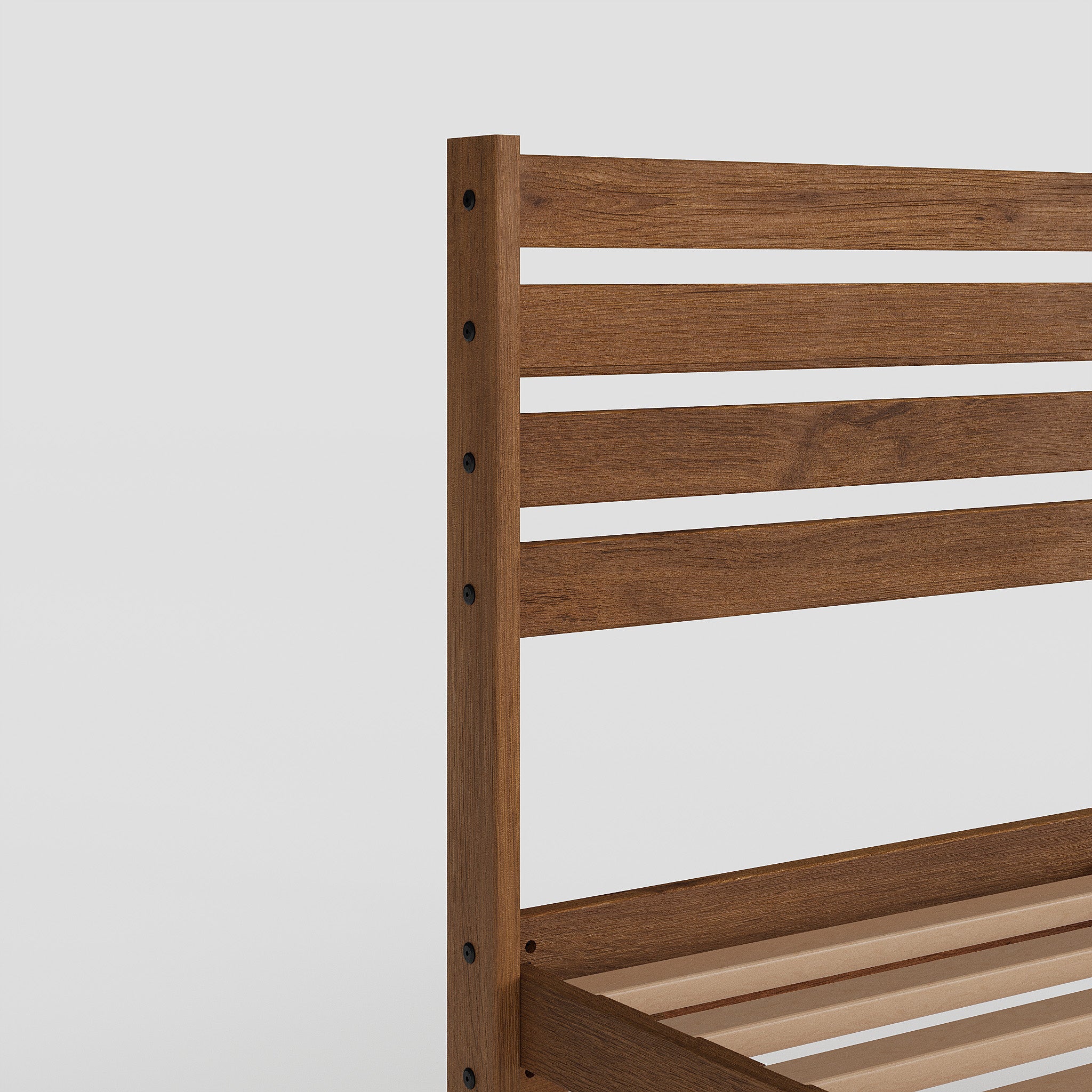 Solid Oak Bed + Headboard + Cushion
