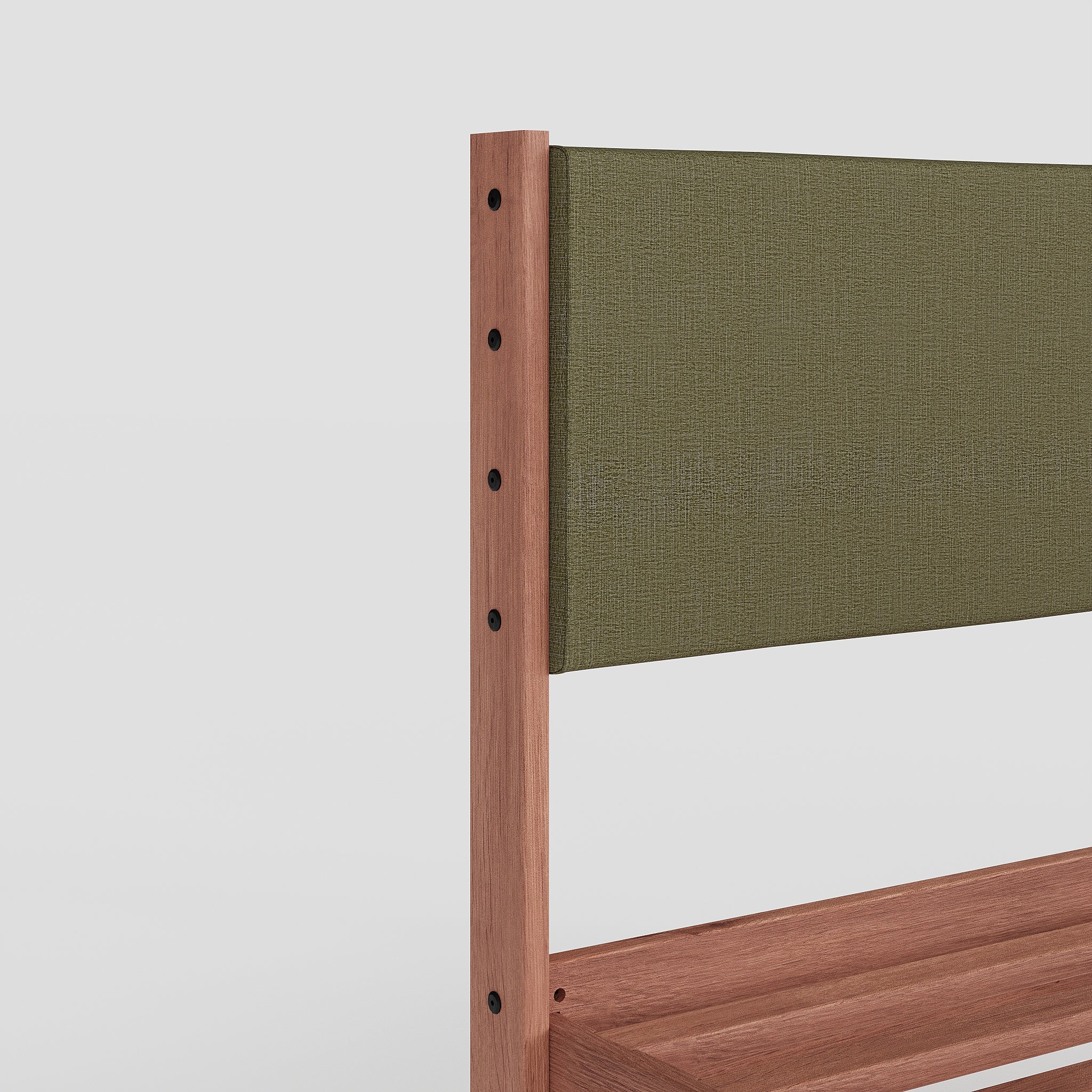 Solid Oak Bed + Headboard + Cushion