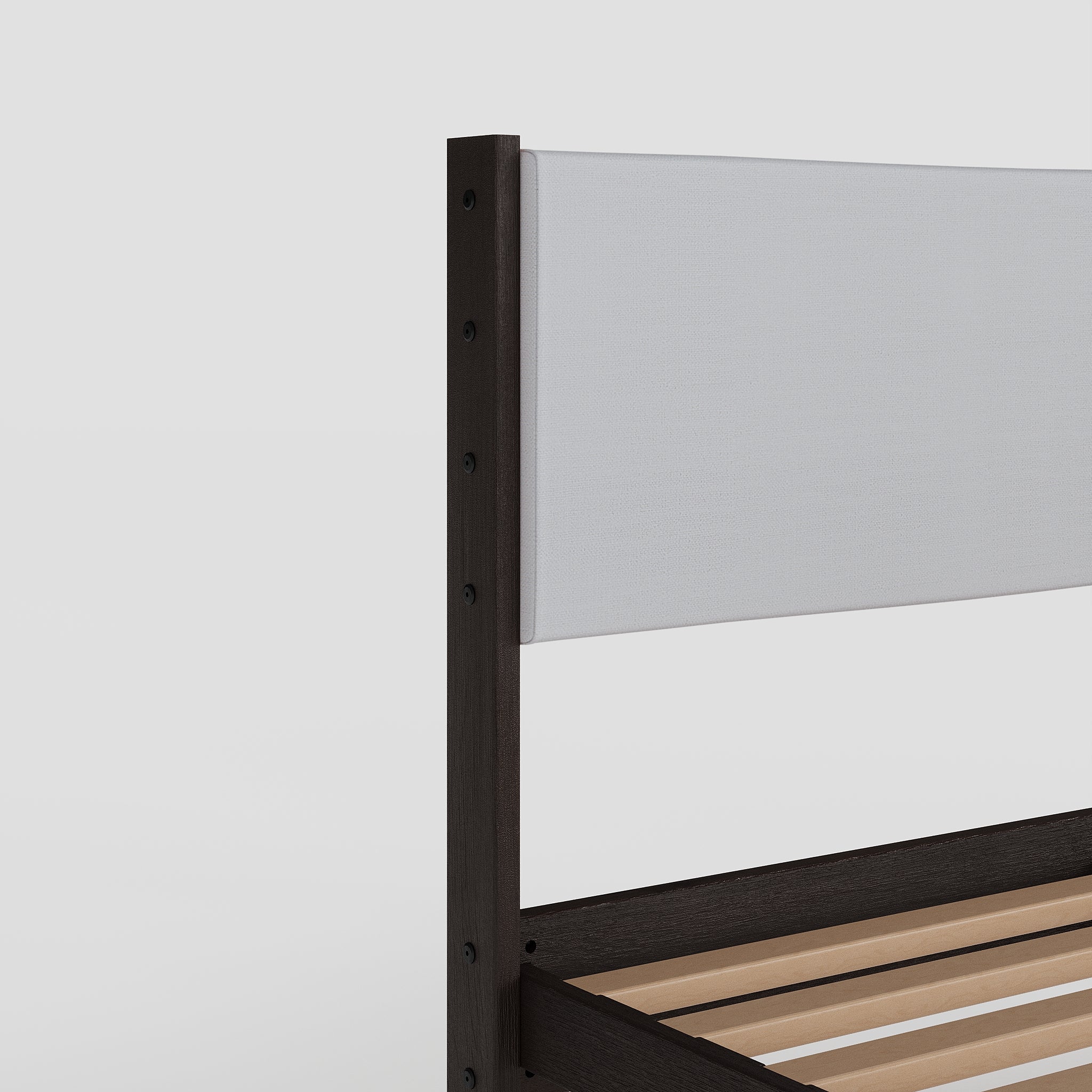 Solid Oak Bed + Headboard + Cushion
