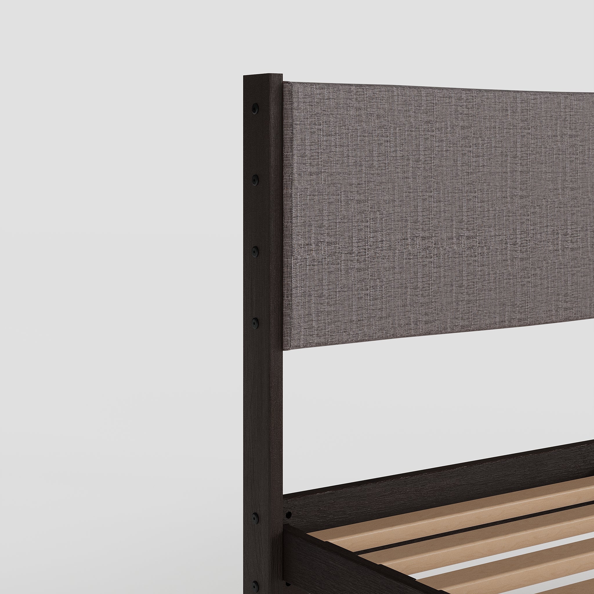 Solid Oak Bed + Headboard + Cushion