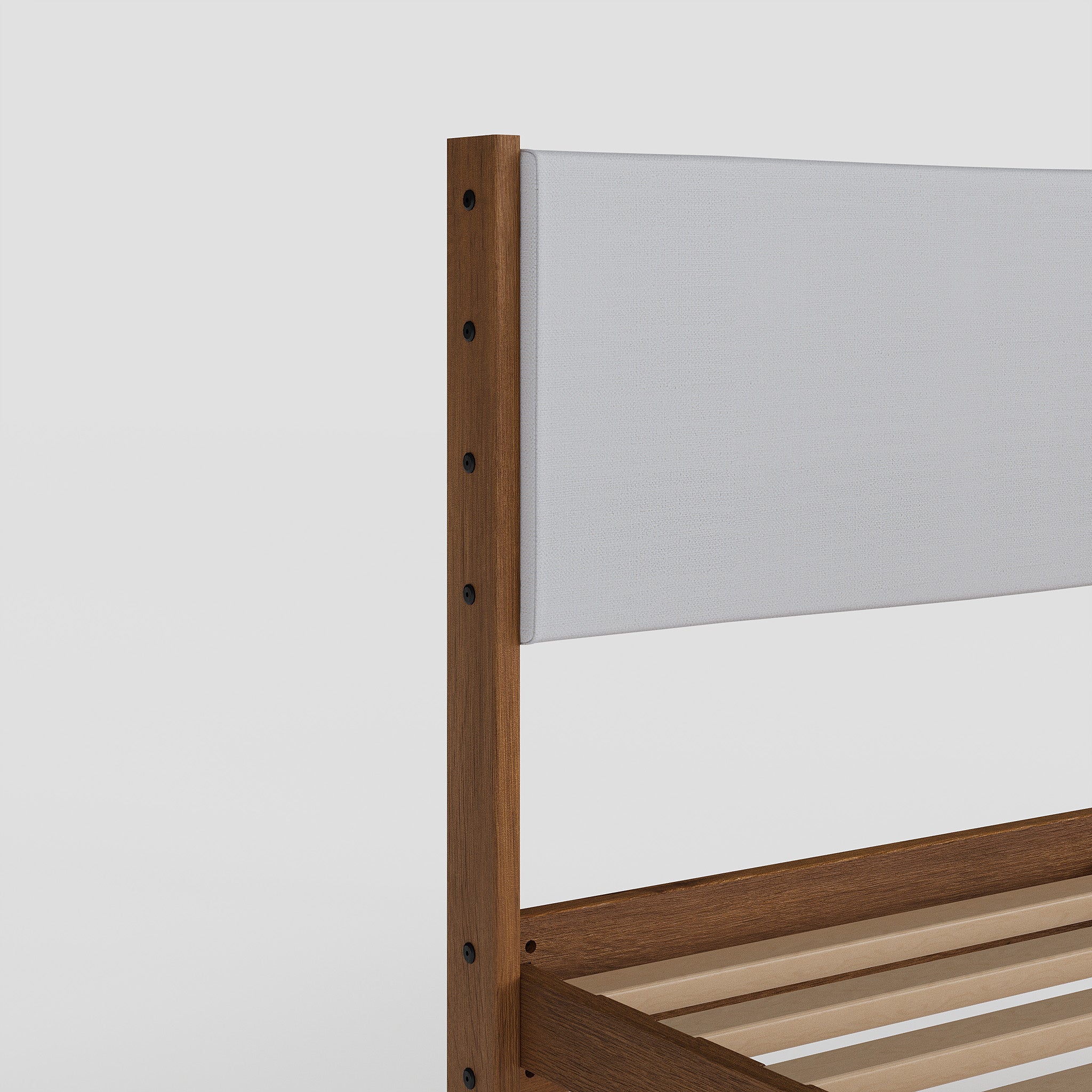 Solid Oak Bed + Headboard + Cushion