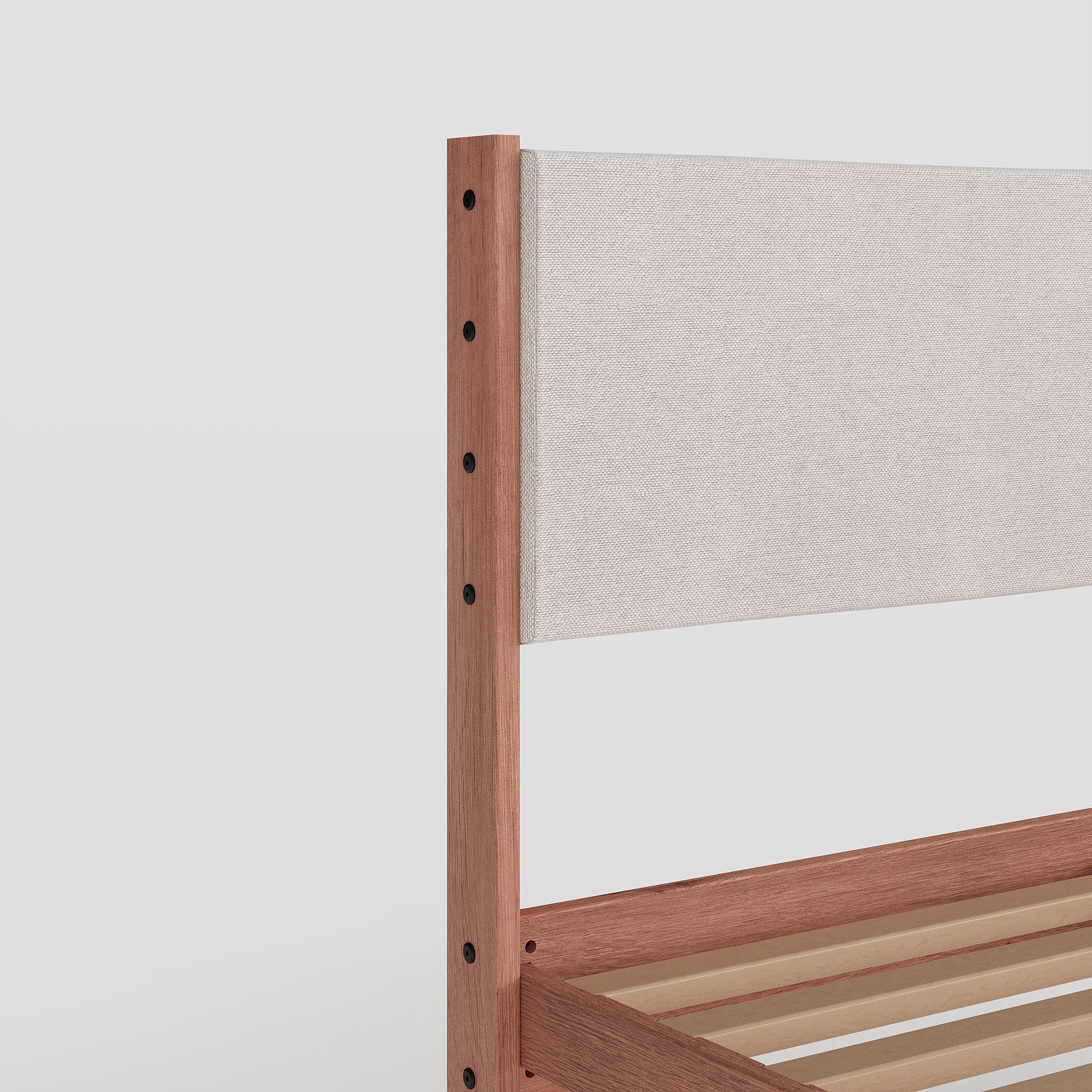 Solid Oak Bed + Headboard + Cushion