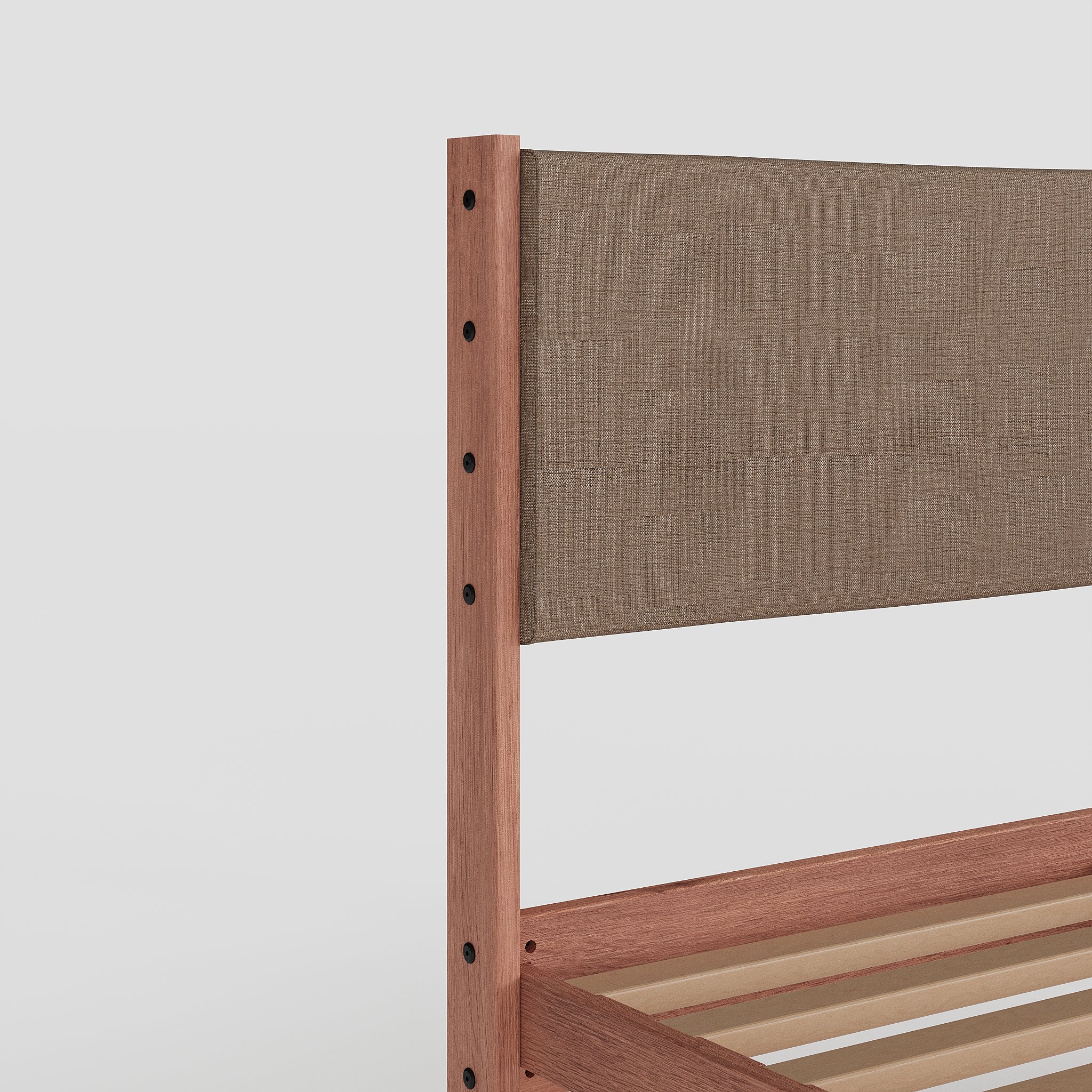 Solid Oak Bed + Headboard + Cushion