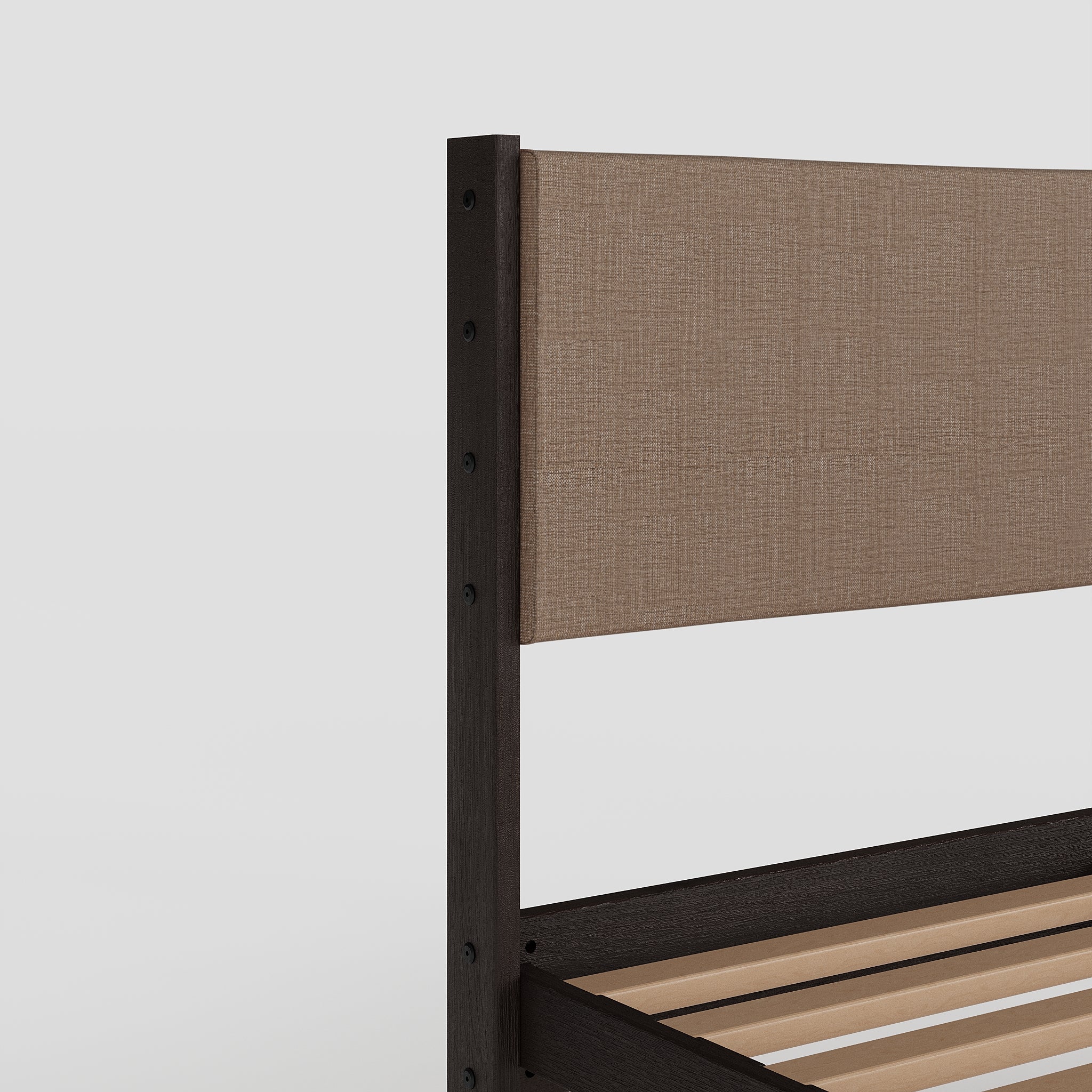 Solid Oak Bed + Headboard + Cushion