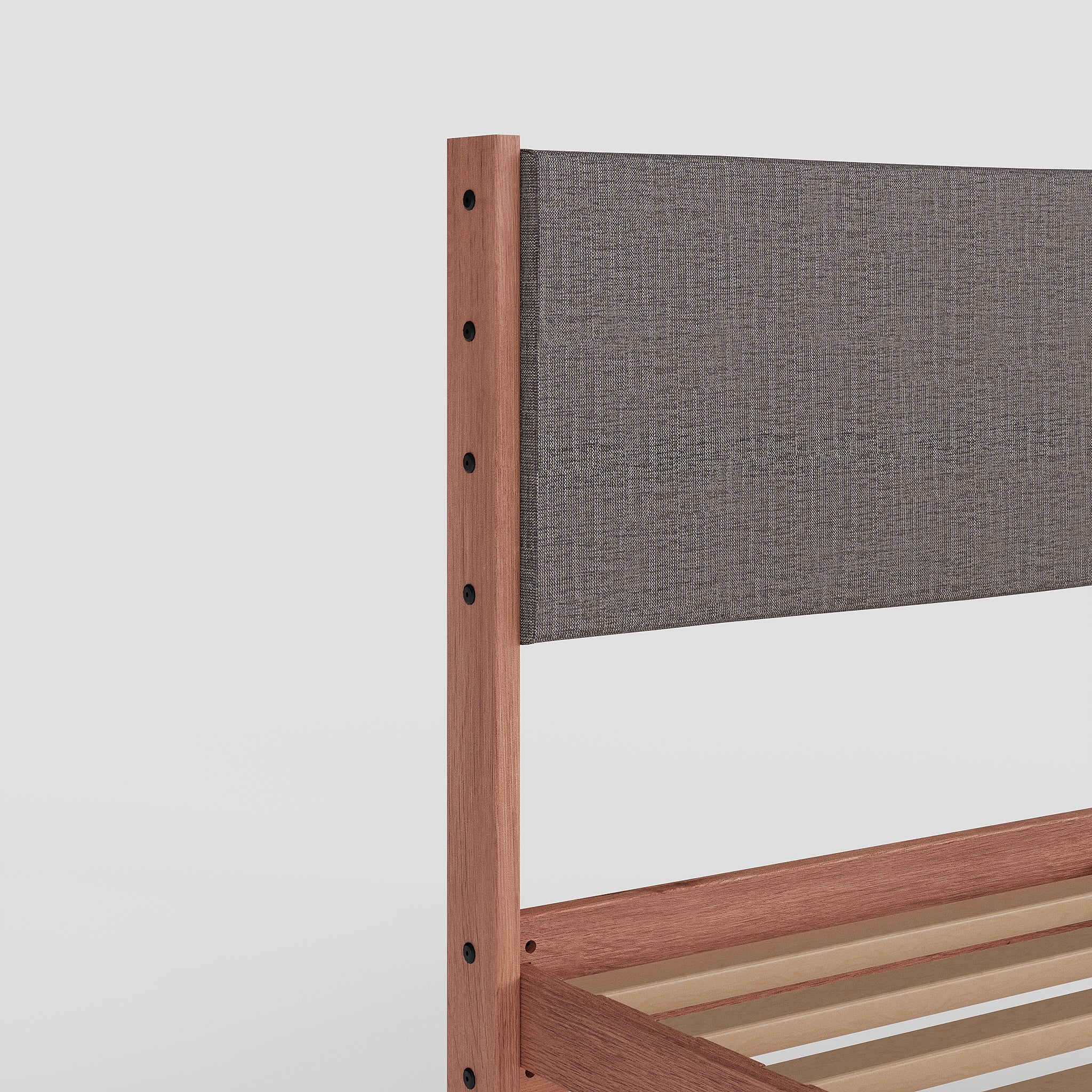 Solid Oak Bed + Headboard + Cushion