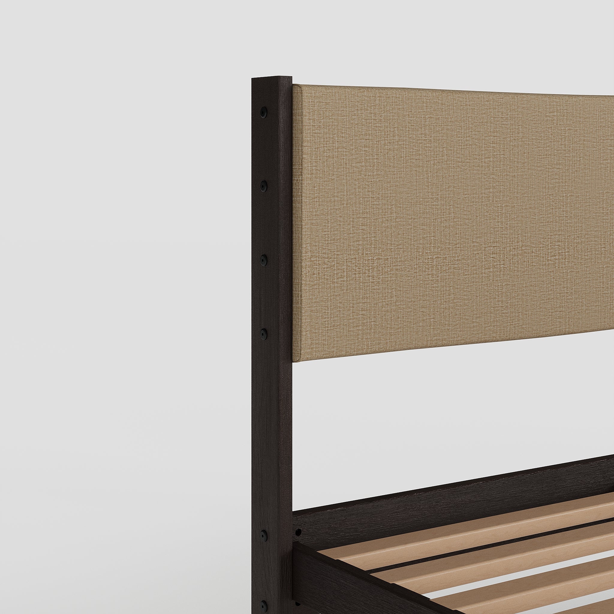 Solid Oak Bed + Headboard + Cushion
