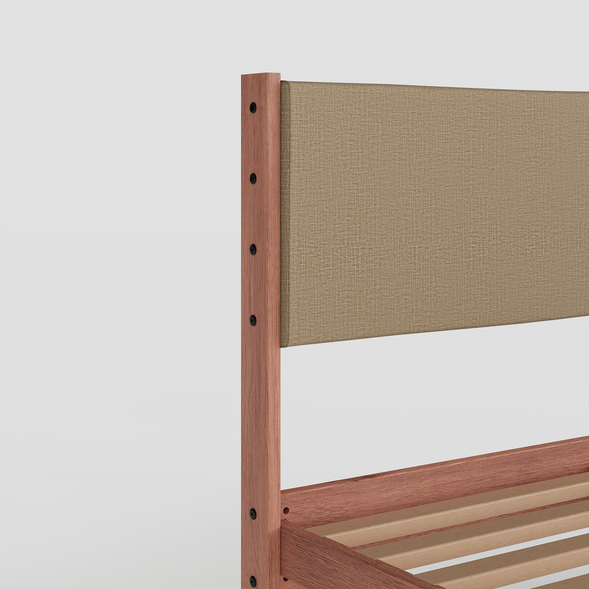 Solid Oak Bed + Headboard + Cushion