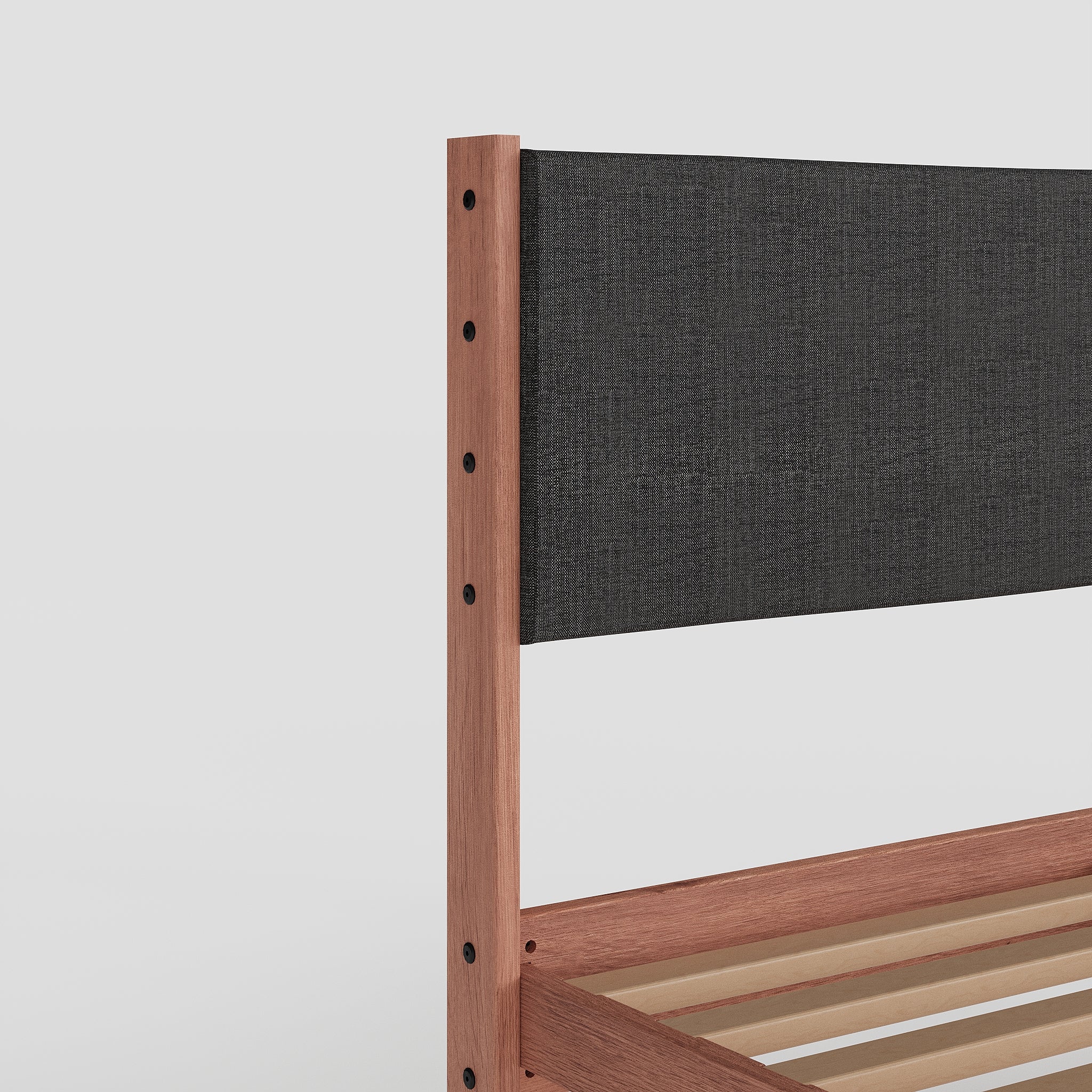 Solid Oak Bed + Headboard + Cushion