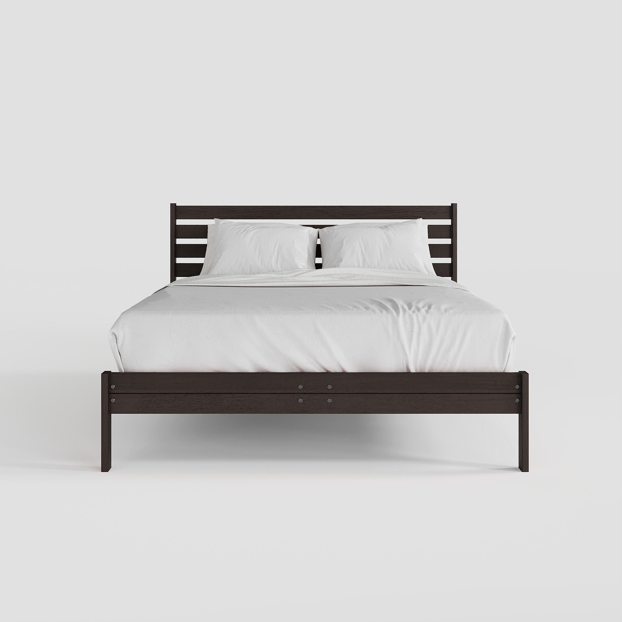Solid Oak Bed + Headboard + Cushion