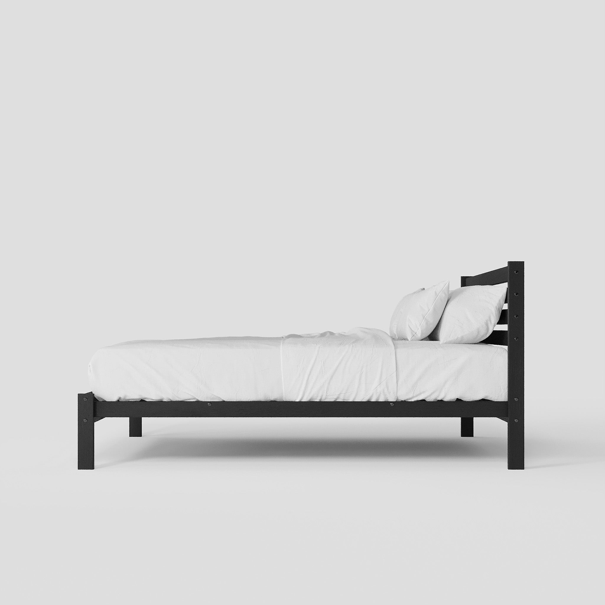 Solid Oak Bed + Headboard + Cushion