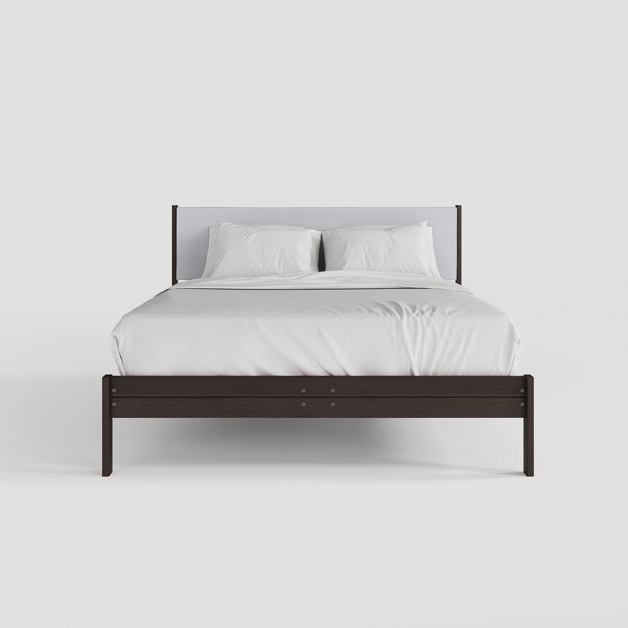 Solid Oak Bed + Headboard + Cushion