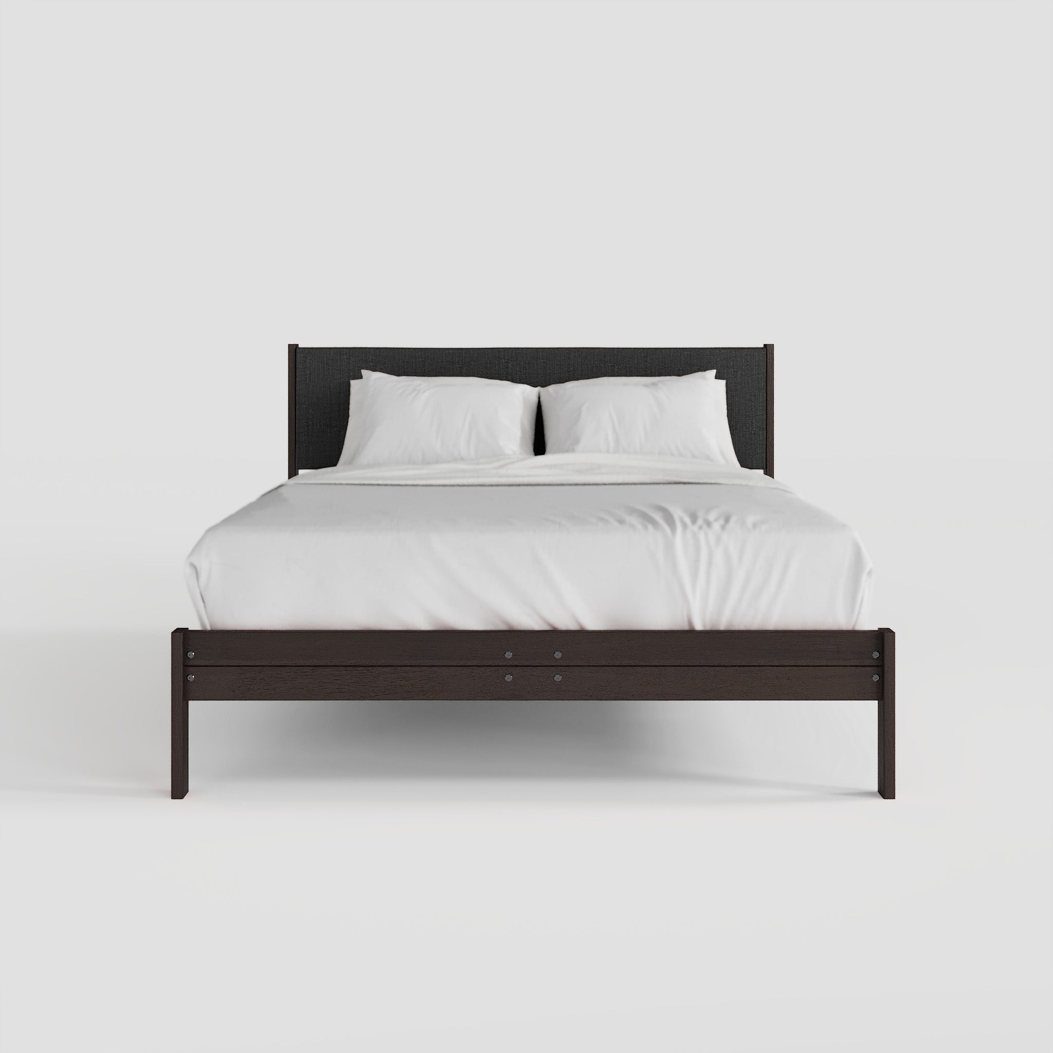 Solid Oak Bed + Headboard + Cushion