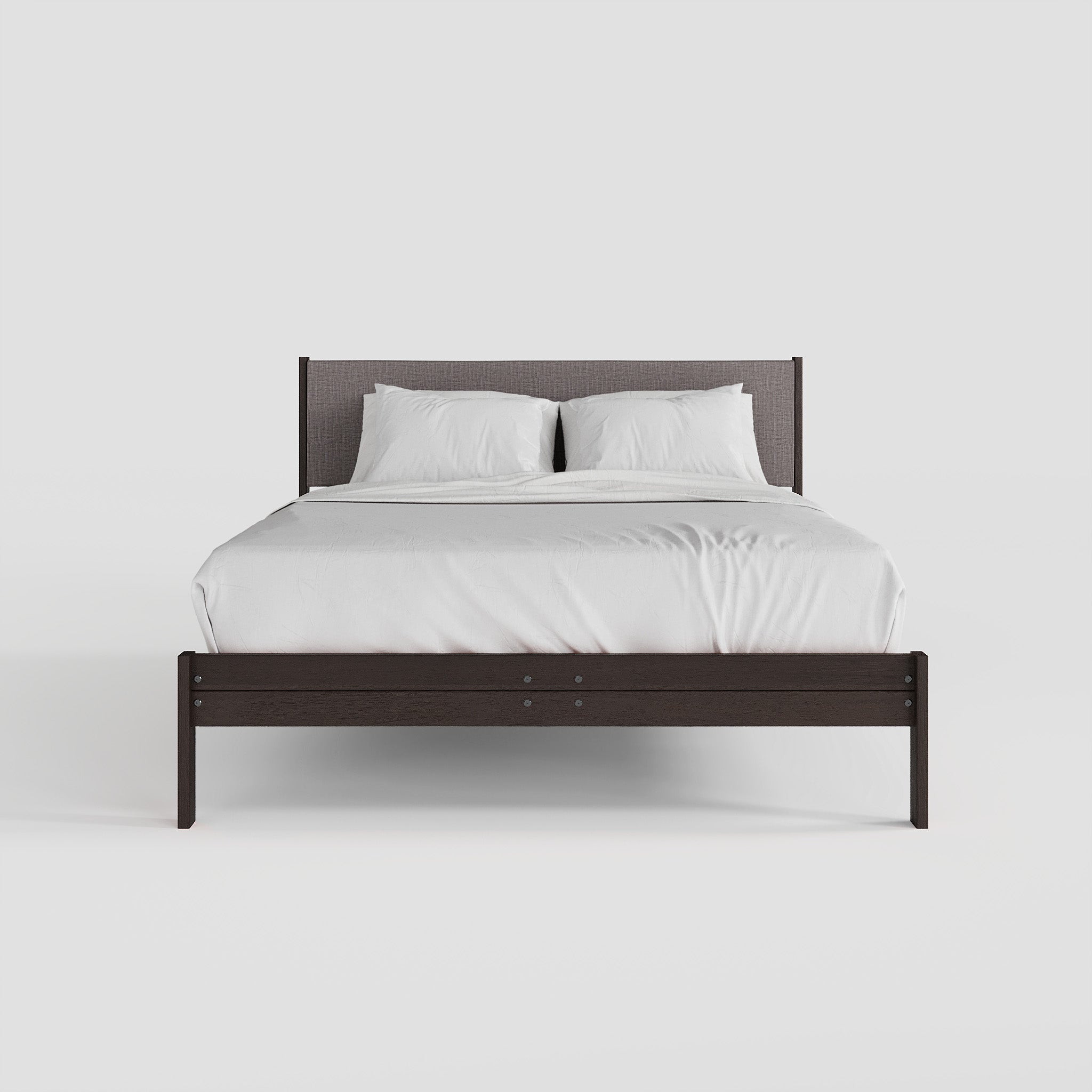 Solid Oak Bed + Headboard + Cushion