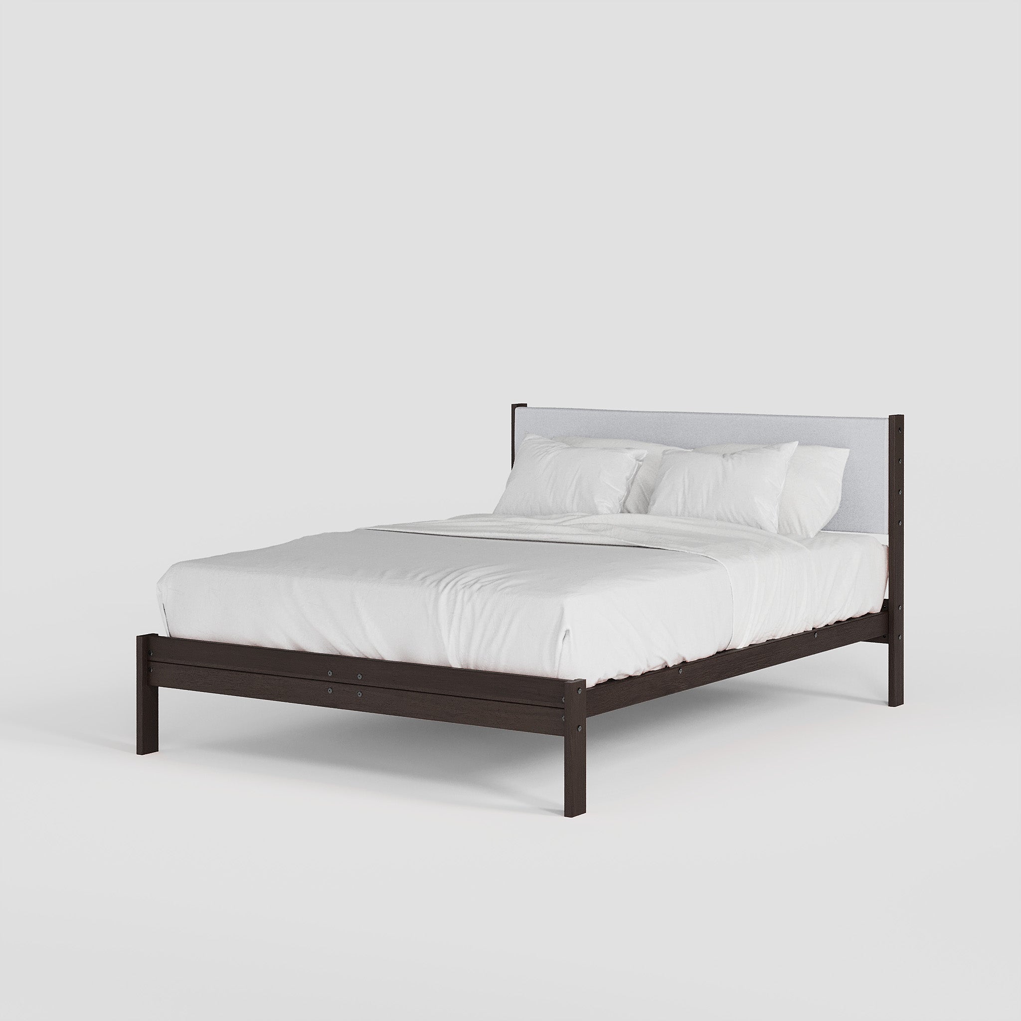 Solid Oak Bed + Headboard + Cushion